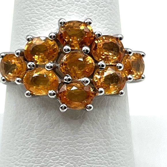 Large Chunky TGGC Sterling Silver 925 Orange Cluster Statement Ring, Size 8 - Picture 1 of 11